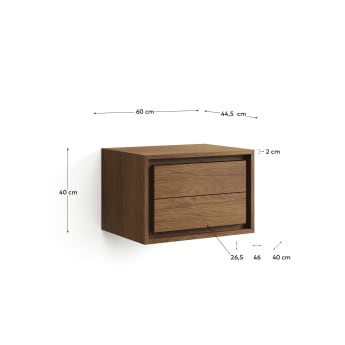 Kenta bathroom furniture in solid teak wood with a walnut finish,  60 x 45 cm - sizes