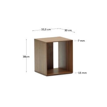 Litto small shelf module in walnut veneer, 34 x 38 cm - sizes