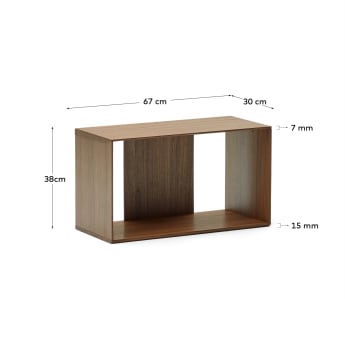 Litto medium shelf module in walnut veneer, 67 x 38 cm - sizes