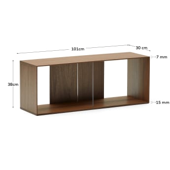 Litto set of 2 modular shelving units in walnut wood veneer, 101 x 76 cm - sizes