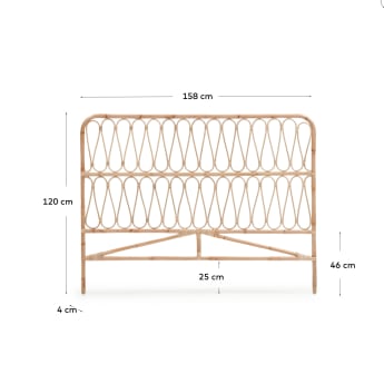 Tête de lit Caterina en rotin finition naturelle pour lit de 150 cm - dimensions