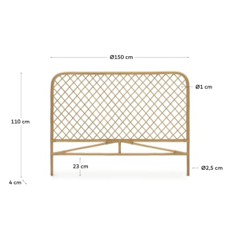 Citlalli rattan headboard with a natural finish, for 150 cm beds - sizes