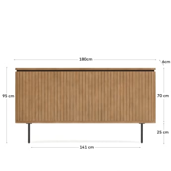Licia solid mango wood and metal headboard with a black finish, for 180 cm beds - sizes