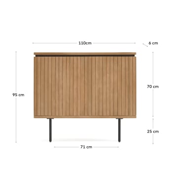 Tête de lit Licia en bois de manguier massif et métal peint noir pour lit de 90 cm - dimensions