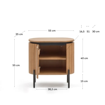 Licia mango wood bedside table with 1 drawer, with a natural finish and metal, 55 x 55 cm - sizes