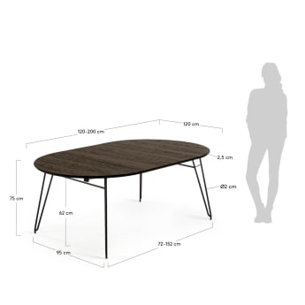 Ανοιγόμενο τραπέζι Milian, Ø 120 (200) εκ - μεγέθη