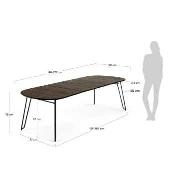 Ανοιγόμενο τραπέζι Milian 140 (220) x 90 εκ - μεγέθη