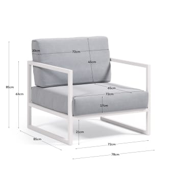 Fotel Comova 100% ogrodowy kolorze niebiesko i białym aluminium - rozmiary