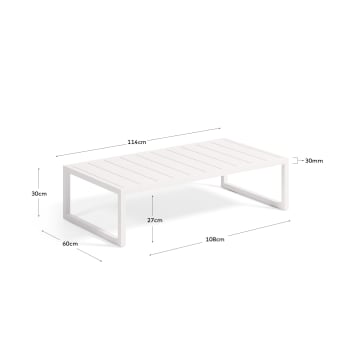 Table basse Comova 100 % pour extérieur en aluminium blanc 60 x 114 cm - dimensions