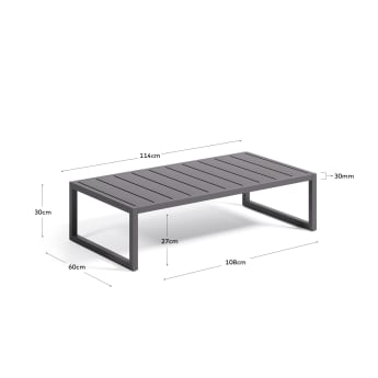 Mesa de centro 100% exterior Comova de aluminio negro 60 x 114 cm - tamaños