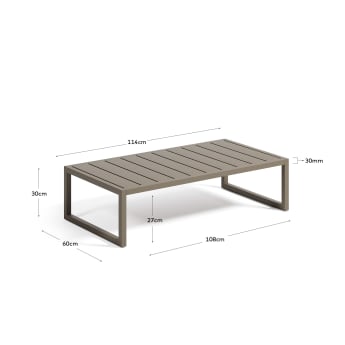 Table basse Comova 100 % pour extérieur en aluminium vert 60 x 114 cm - dimensions