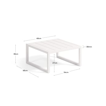 Mesa auxiliar 100% exterior Comova de aluminio blanco 60 x 60 cm - tamaños