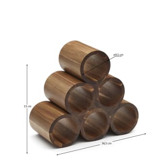 Porte-bouteilles Sesilu en bois d'acacia FSC 100% - dimensions