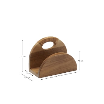 Porta tovallons Sardis de fusta d'acàcia FSC 100% i rotang - mides