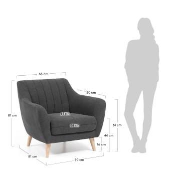 Dark grey Obo armchair - sizes