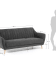 Obo 3 seater sofa in dark grey with solid oak wood legs, 190 cm