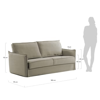 Samsa 2 seater visco sofa bed in beige, 140 cm - sizes