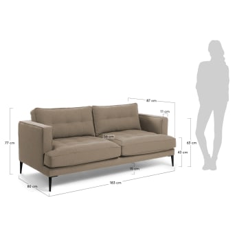 Tanya 2-seater sofa in brown 183 cm - sizes