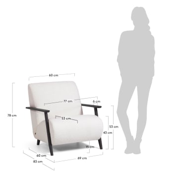 Πολυθρόνα Meghan, λευκό εφέ προβάτου - μεγέθη