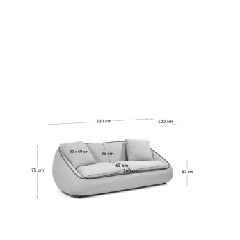 Safira 3-seater sofa in light grey 220 cm - sizes