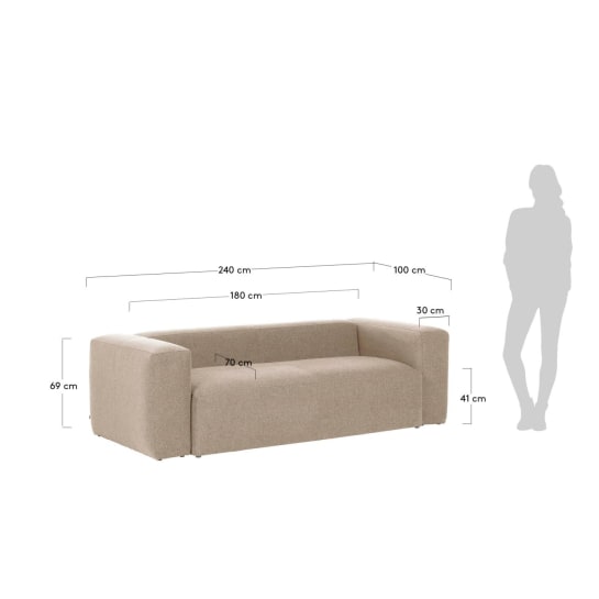 Canapé Blok 3 places beige 240 cm - dimensions