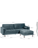 Debra 3 seater sofa with footrest in turquoise velvet, 222 cm