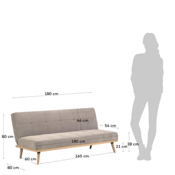 Nirit 3 seater sofa bed in grey, 180 cm - sizes