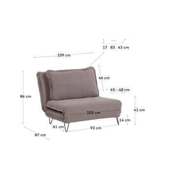 Sofá cama Miski 2 plazas gris 105 cm | Kave Home