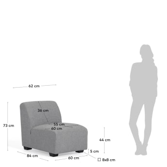 Legara sofa module in light grey, 62 cm - sizes