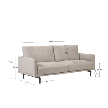 Galene 4 seater sofa in beige, 174 cm - sizes
