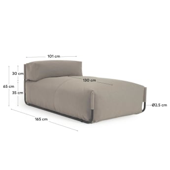 Puf sofà modular longue amb suport exterior Square verd i alumini negre 165 x 101 cm - mides