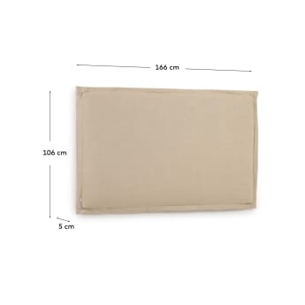 Tanit headboard with beige linen removable cover, for 160 cm beds - sizes