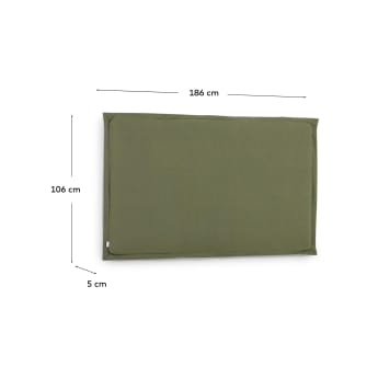 Tanit headboard with green linen removable cover, for 180 cm beds - sizes