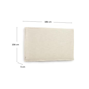 Tanit headboard with white linen removable cover, for 180 cm beds - sizes