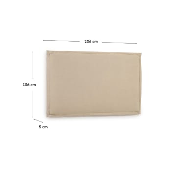 Tanit headboard with beige linen removable cover, for 200 cm beds - sizes