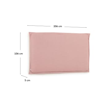 Tanit headboard with pink linen removable cover, for 200 cm beds - sizes
