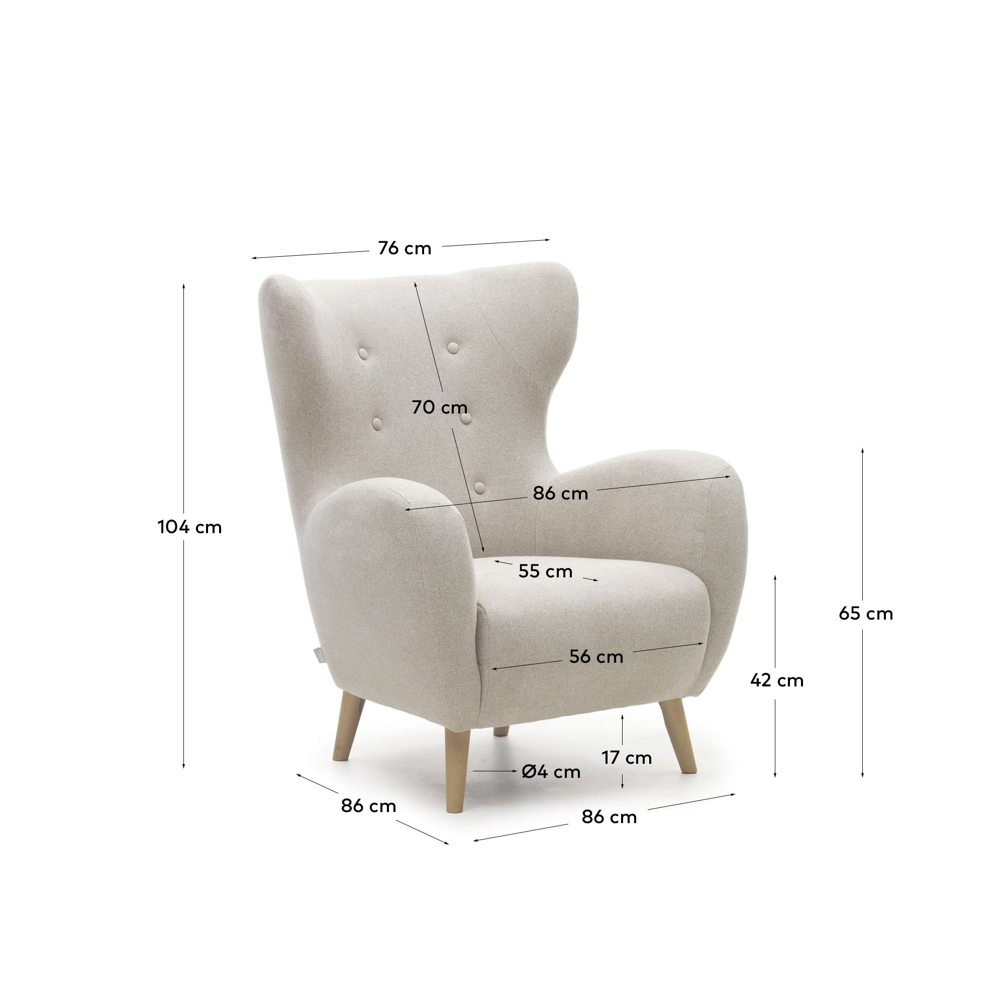 100 x 96 x 81 cm tissu gris Scandinavian Design Come back fauteuil 