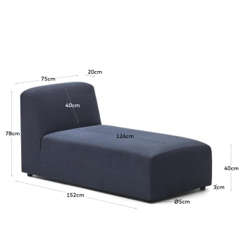 Neom chaise module in blue, 152 x 75 cm - sizes