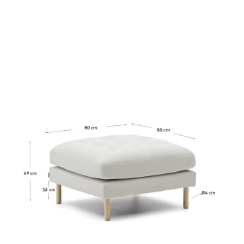 Debra chenille pearl footrest with natural legs 80 x 80 cm - sizes