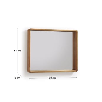 Espejo Kuveni de madera maciza de teca 80 x 65 cm - tamaños