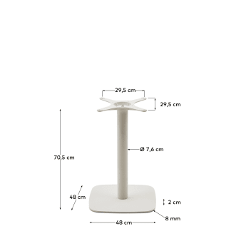 Dina bar-table leg with square metal base in a painted white finish - sizes