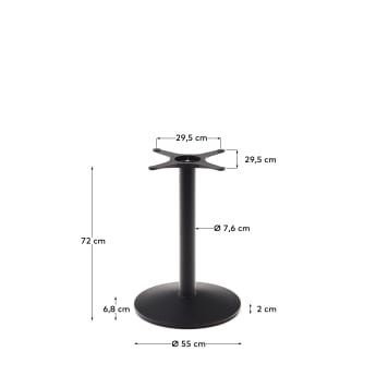Esilda bar-table leg with large round metal base in a painted black finish - sizes