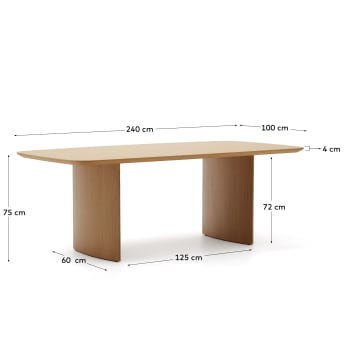 Litto table made from oak veneer, 240 x 100 cm - sizes