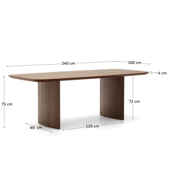Litto table made from walnut veneer, 240 x 100 cm - sizes