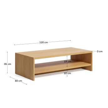 Abilen oak wood veneer coffee table 120 x 60 FSC 100% - sizes