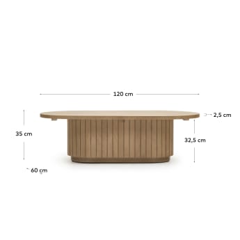 Mesa de centro Licia de madera maciza de mango 120 x 60 cm - tamaños