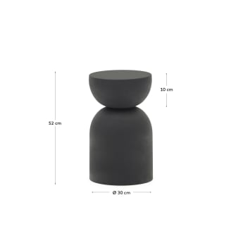 Table d'appoint Rachell en métal finition peinture noir mat Ø 30,5 cm - dimensions