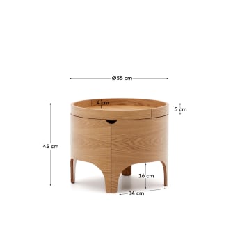 Octavia Nachttisch aus Eschenfurnier Ø 55 cm - Größen