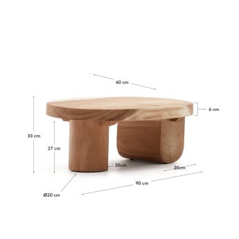 Τραπέζι σαλονιού Mosi από μασίφ ξύλο mungur, Ø 90 x 60 εκ - μεγέθη