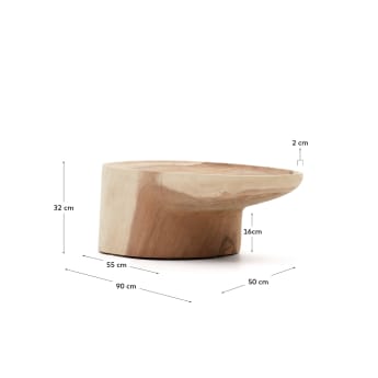 Τραπέζι σαλονιού Mosi με βάση από μασίφ ξύλο mungur, Ø 90 x 50 εκ - μεγέθη